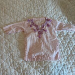 Pottery Barn Kids Light Pink Caftan with Purple Tassels